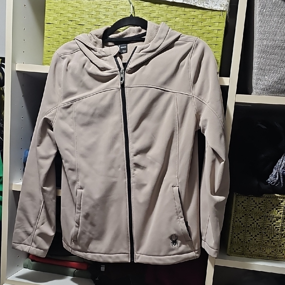 Women's  Like New Spyder Beige And Black Hooded Jacket Size Medium